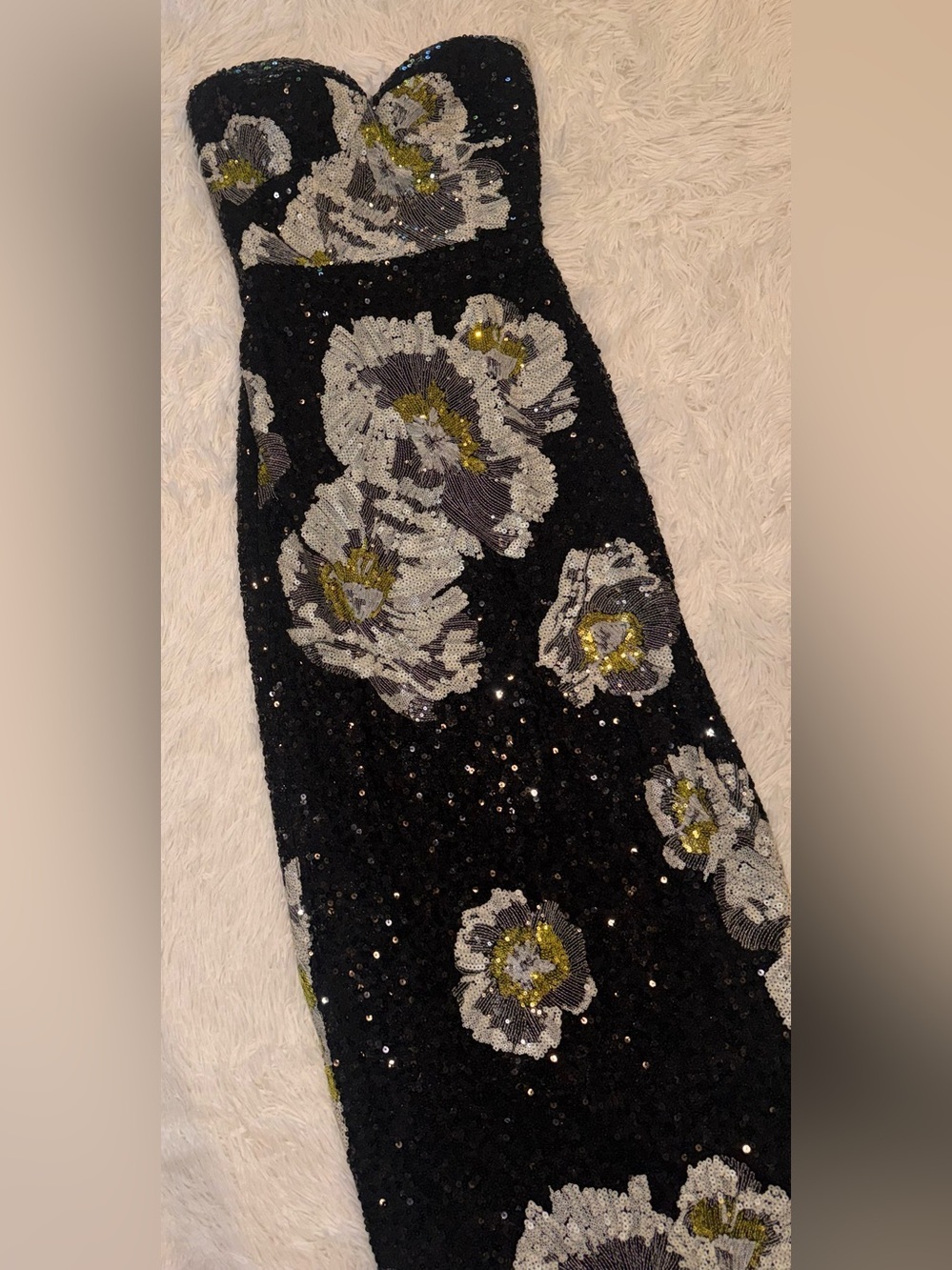 NEW Dress The Population Vada Floral Sequin Strapless Gown Sz S - Picture 6 of 9